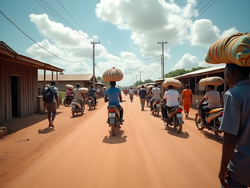 Informal border crossing between Liberia and Guinea near Ganta