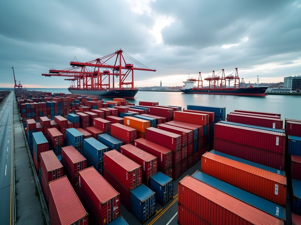 Shipping containers at Gdansk port being prepared for international transport