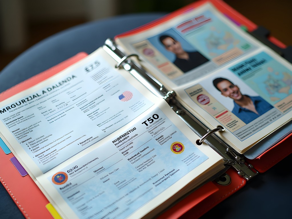 Organized visa application documents for New Zealand immigration