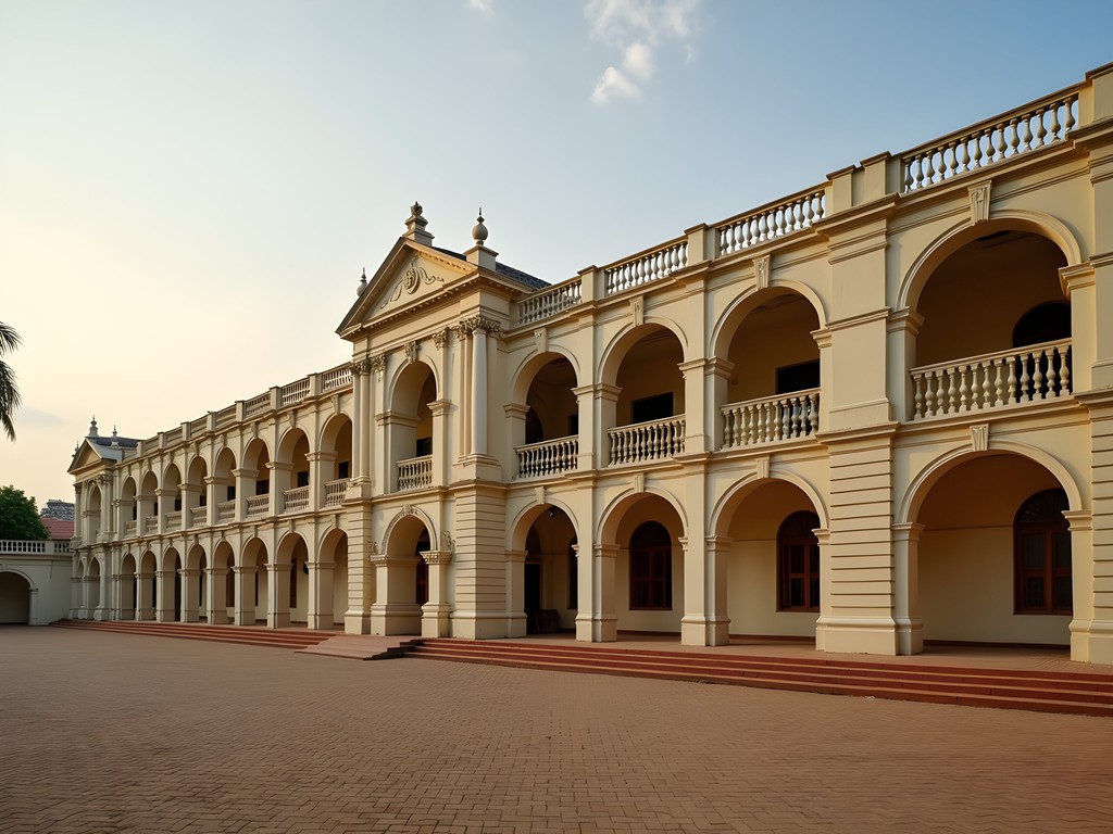 Colonial architecture of Lord Lugard Hall in Kaduna with symmetrical arches