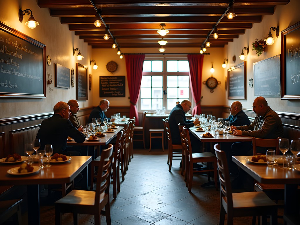 Authentic Czech restaurant in Karlovy Vary with locals enjoying traditional lunch