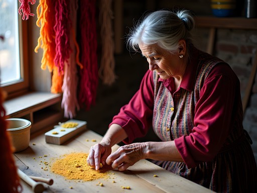 Bulgarian artisan demonstrating traditional textile techniques in Koprivshtitsa