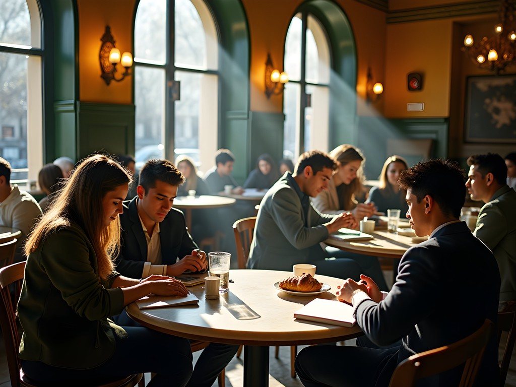 Interior of historic Café Modelo in La Plata with students and locals enjoying coffee