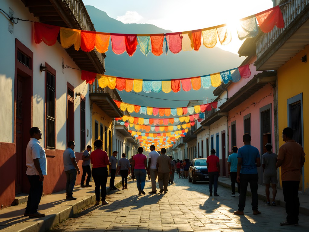Local preparations for La Vega Carnival with street decorations