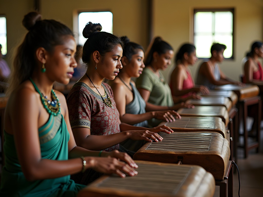 Traditional Javanese gamelan orchestra performing in Lelydorp, Suriname