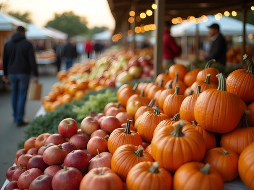 Colorful fall produce display at Lenexa Farmers Market