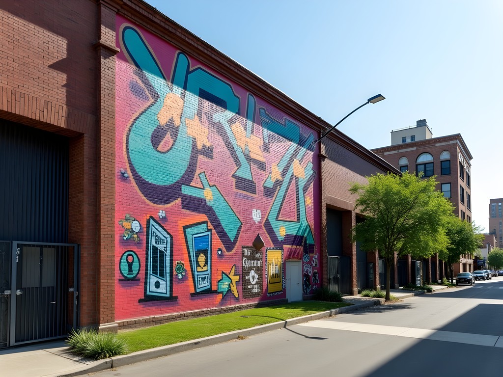 Person admiring colorful large-scale mural in LA Arts District