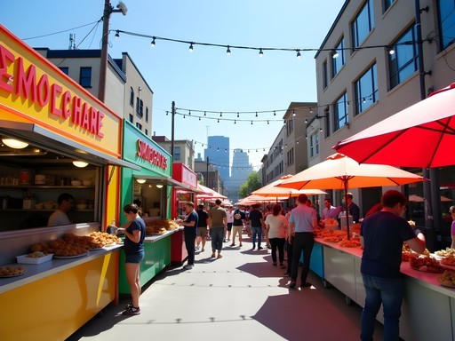 Diverse food vendors and crowds at Smorgasburg LA weekend market