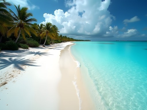 Hidden Paradise Point beach on Grand Bahama Island with pristine white sand and clear turquoise water