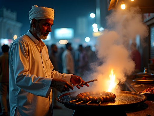 Traditional kebab maker preparing galouti kebabs in Old Lucknow