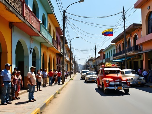 Colorful street scene in Maracaibo with local transportation options
