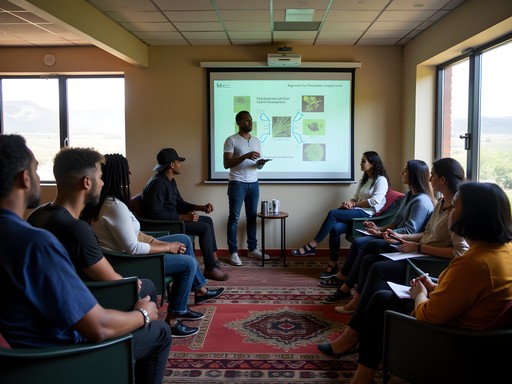 Tech meetup at Mbabane Innovation Hub showing local and international participants