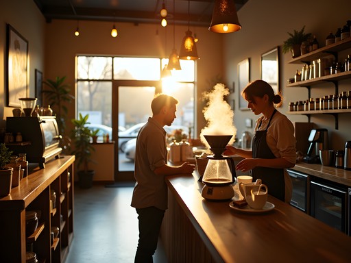 Morning coffee ritual at Limestone Coffee in downtown Medford