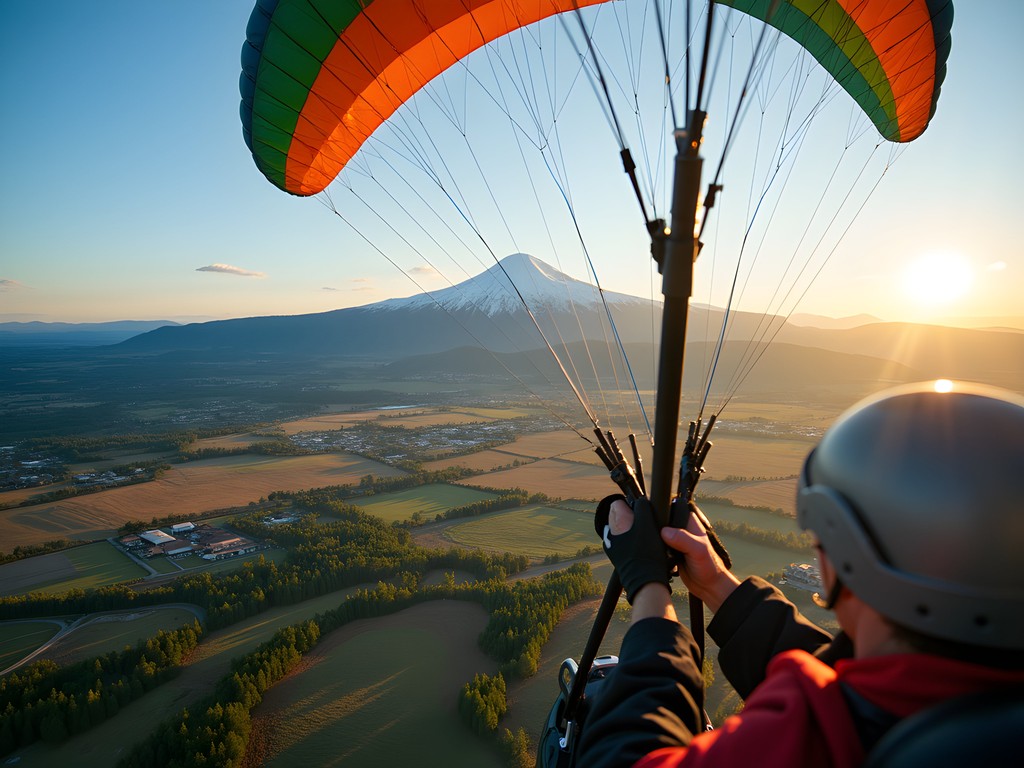 Paragliding view of Mount McLoughlin from above Medford