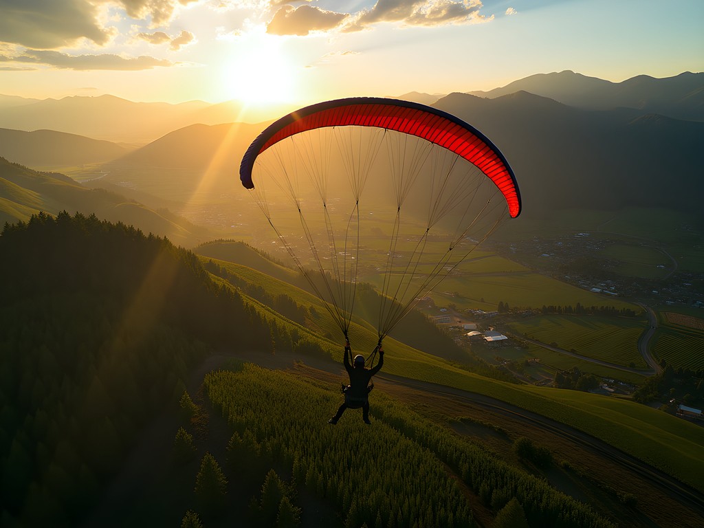 Paragliding over Rogue Valley vineyards near Medford, Oregon