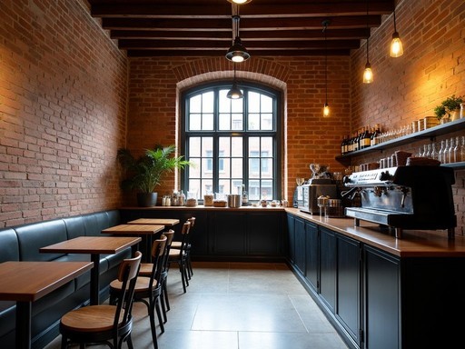 Architectural coffee space showing historic Melbourne building converted into modern café