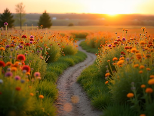Colorful spring wildflowers blooming along walking trails at Regional Park in Midwest City