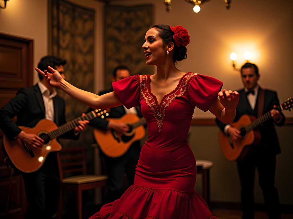 Passionate flamenco dancer performing in intimate Seville venue