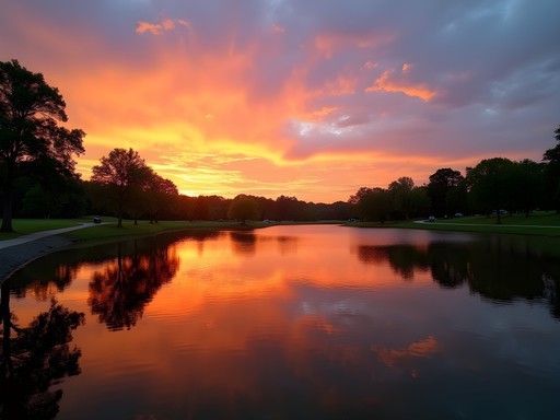 Woman enjoying sunset view at Cedar Lake Park in Olathe