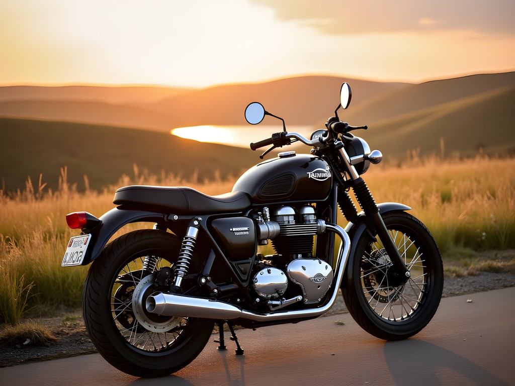 Motorcycle parked at scenic overlook in Kill Creek Park, Olathe