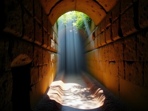 Lesser-known mine tunnel in Ouro Preto with ancient carvings and natural light filtering through