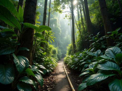 Jungle trekking path to Batak indigenous settlement in Palawan mountains