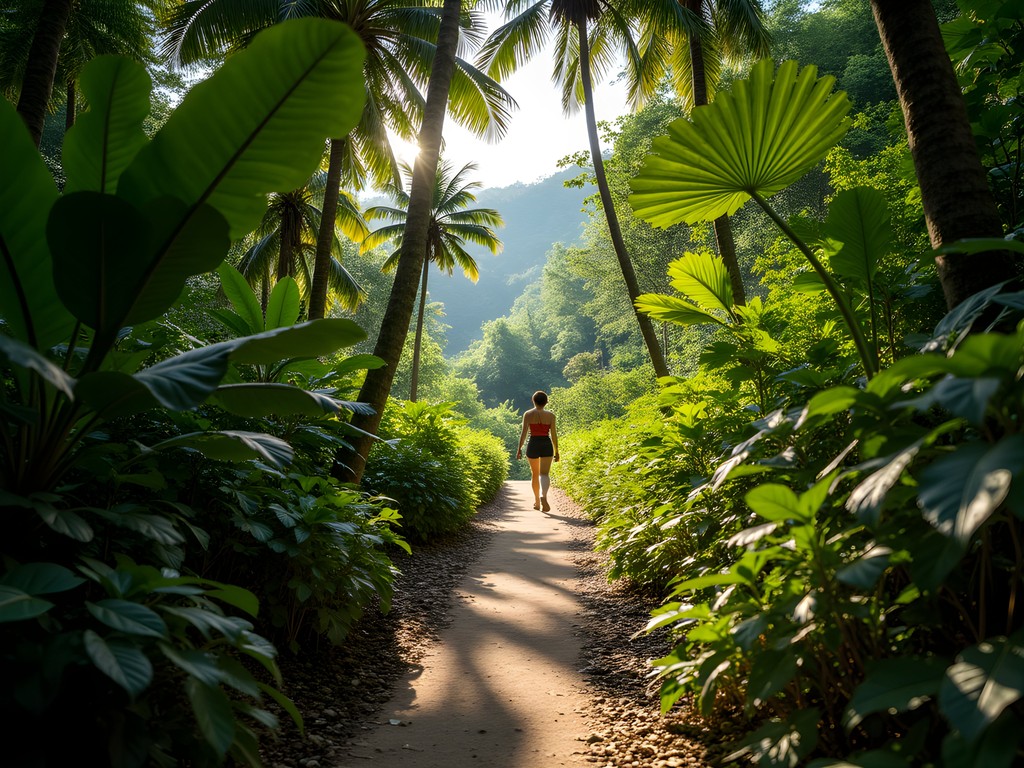 Lush jungle trail connecting beaches on Perhentian Islands