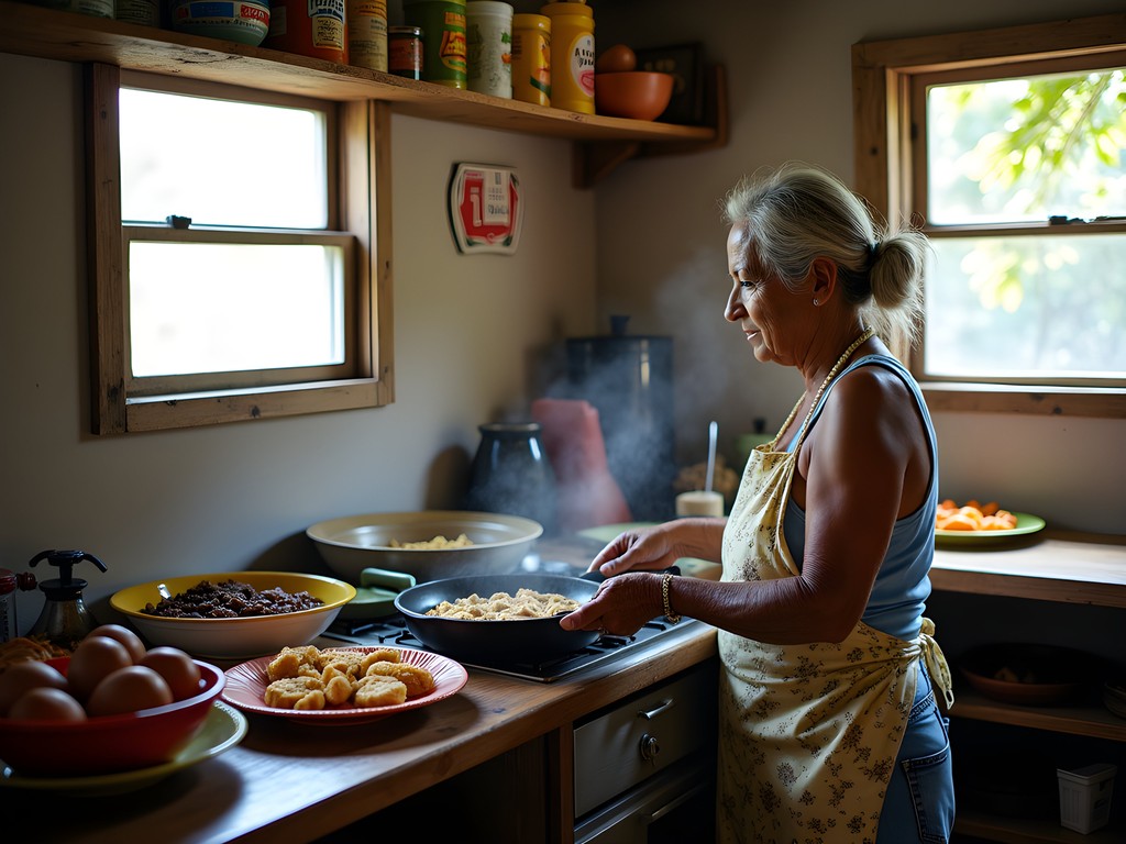 Authentic home kitchen in Placencia serving traditional Belizean food to locals