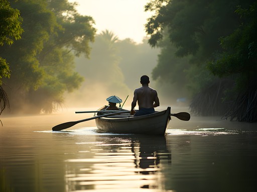 Local fishing boat on Monkey River in Belize with authentic transportation experience