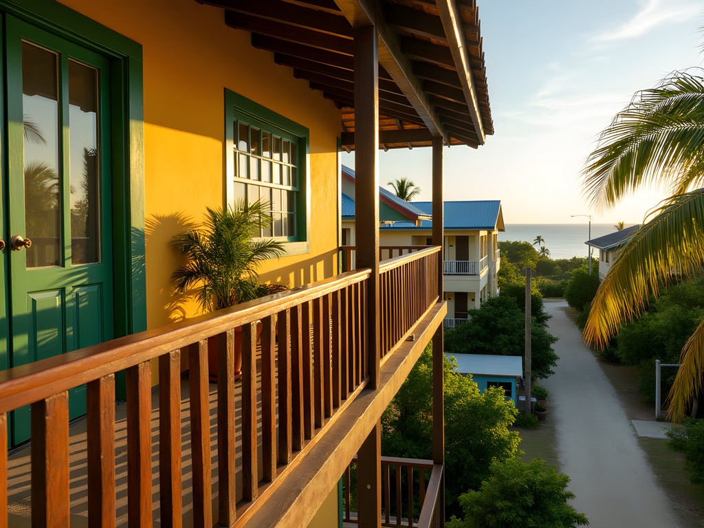 Colorful beachfront homestay in Seine Bight village, Placencia Peninsula