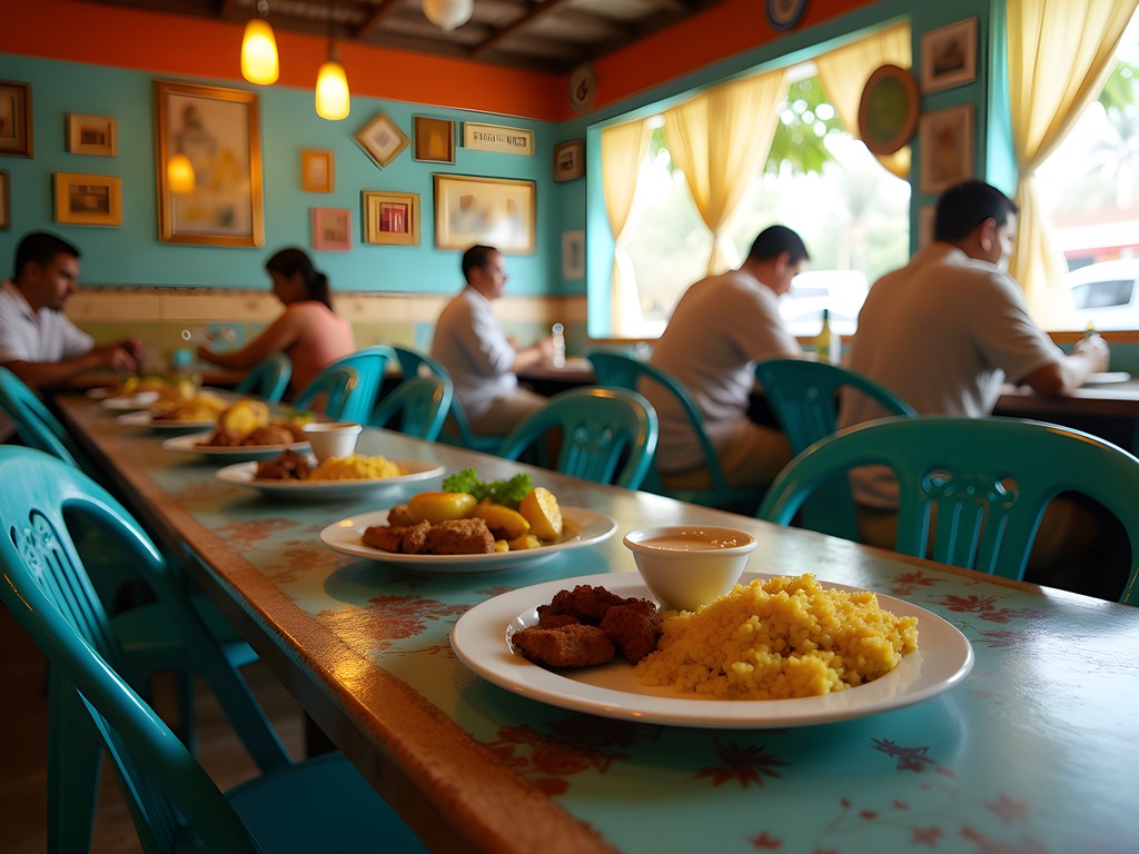Authentic Dominican comedor serving traditional lunch in Punta Cana