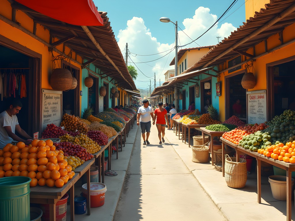 Colorful local market in Veron neighborhood of Punta Cana