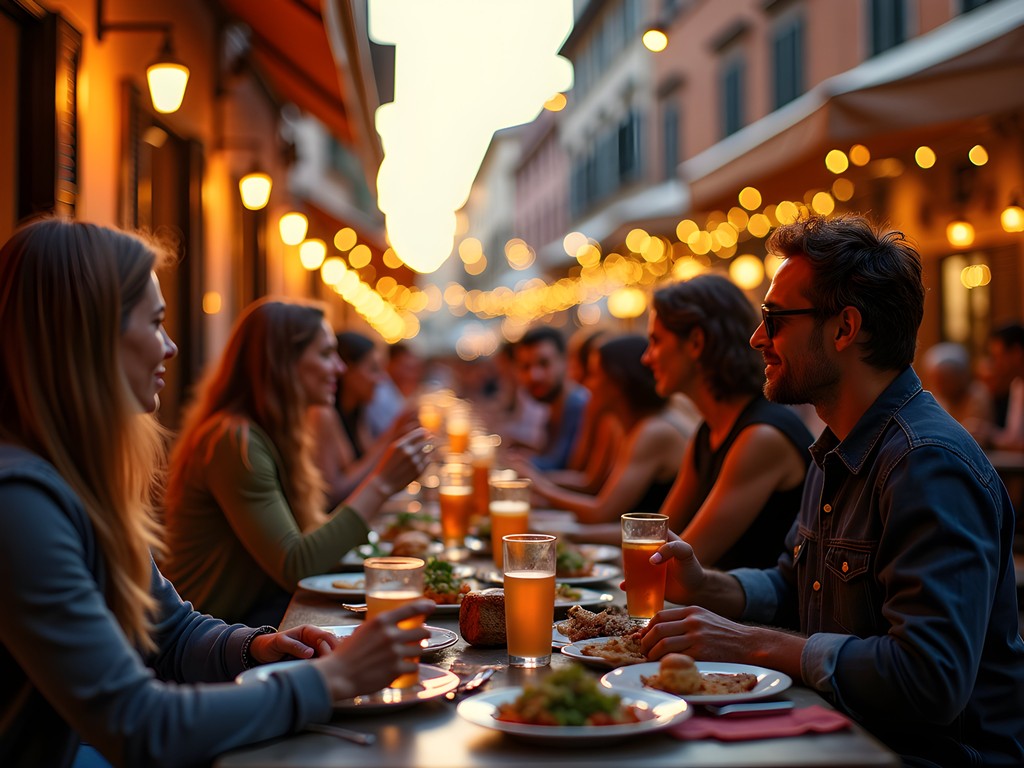 Local aperitivo scene in the Pigneto neighborhood of Rome