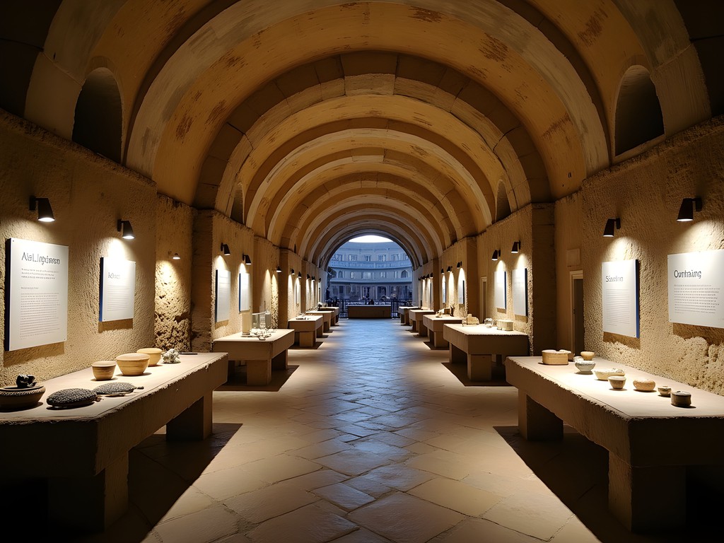 Ancient remains of Stadium of Domitian beneath Piazza Navona in Rome