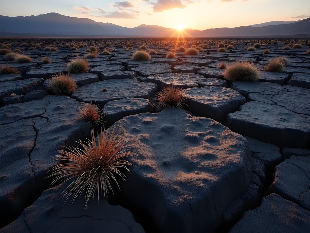 Ancient lava flow at Valley of Fires Recreation Area near Roswell, New Mexico