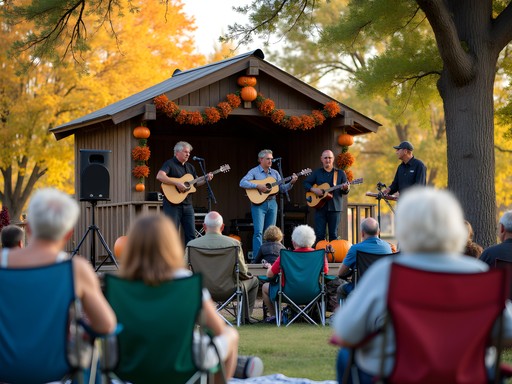 Local bluegrass band performing at Autumn Festival in Lakewood Park, Salina