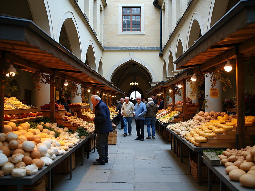 Hidden local farmers market in Salzburg church courtyard