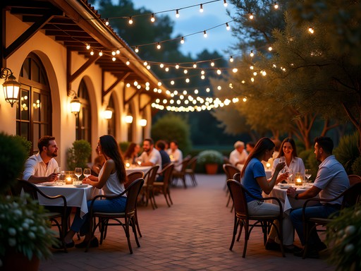 Romantic outdoor dining at Under the Cork Tree restaurant in Sandy Springs