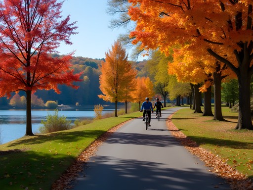 Fall foliage along the Mohawk Hudson Bike-Hike Trail in Schenectady