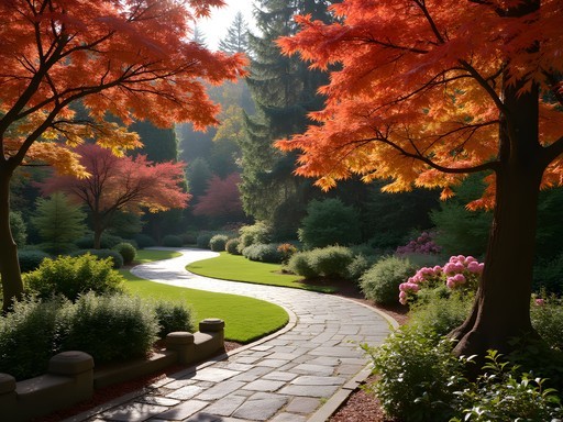 Secluded Parsons Gardens in Queen Anne with fall foliage and flowering plants
