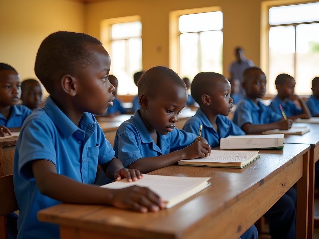 Volunteer teaching session at local Serekunda school with engaged students