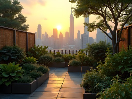 Hidden rooftop garden in Shanghai with medicinal plants and city views