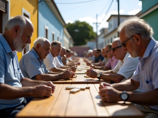Local domino tournament in Speightstown with players and spectators