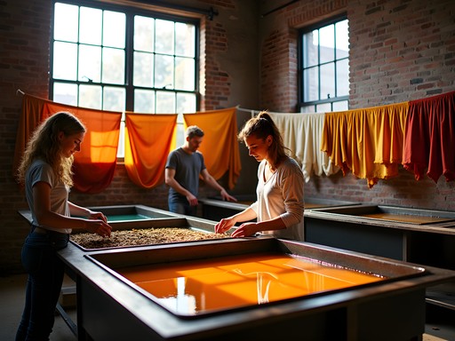 Textile workshop in Trenton with natural dyeing process using autumn materials