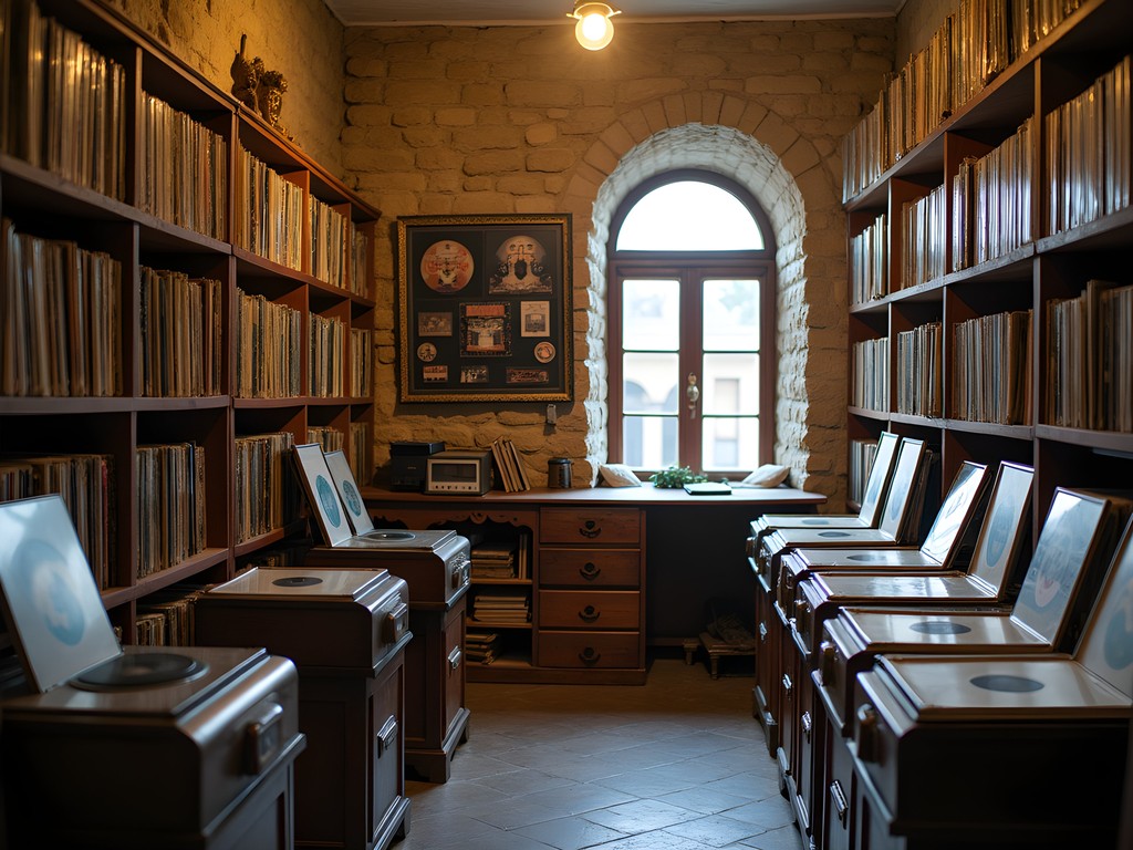 Traditional record shop in Tripoli's ancient souk with vinyl collections and local music