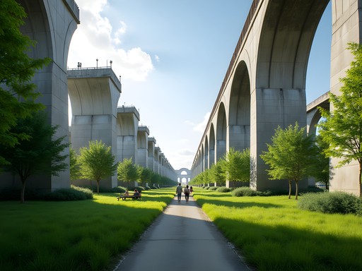 Revitalized industrial structures at Parco Dora in Turin with greenery and visitors