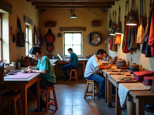 Local Mauritian artisan workshop in Vacoas showing handcrafted goods and traditional techniques