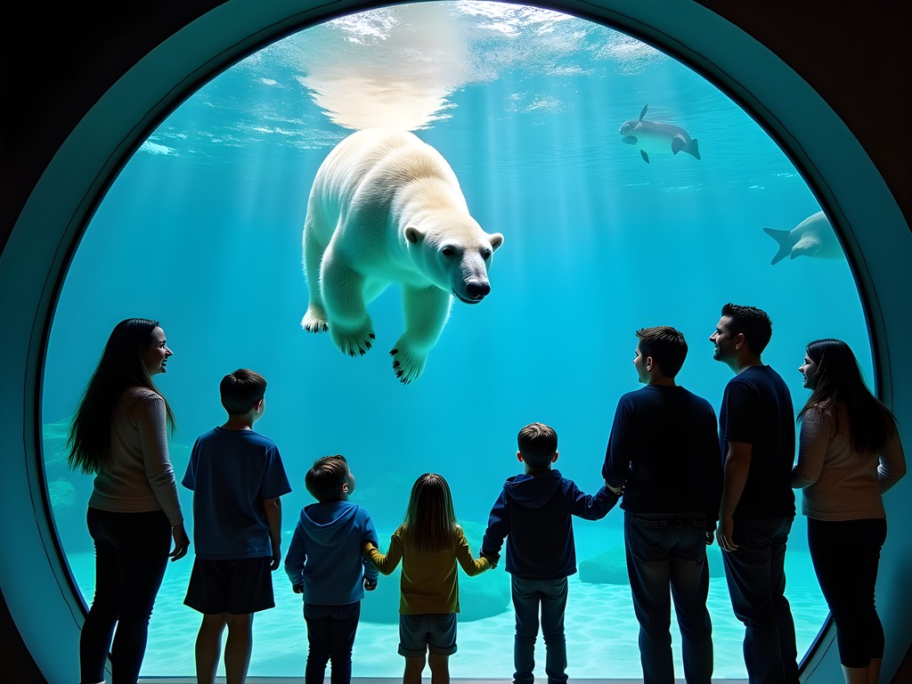 Family visiting Detroit Zoo's Arctic Ring of Life exhibit near Warren
