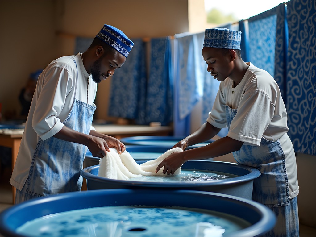 Traditional adire fabric dyeing workshop in Abuja Craft Village