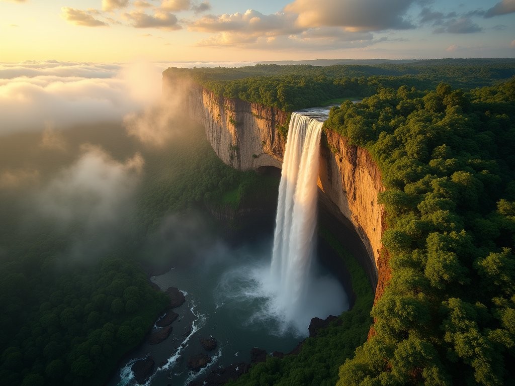 Luxury helicopter approach to Angel Falls with panoramic views of the waterfall and tepui